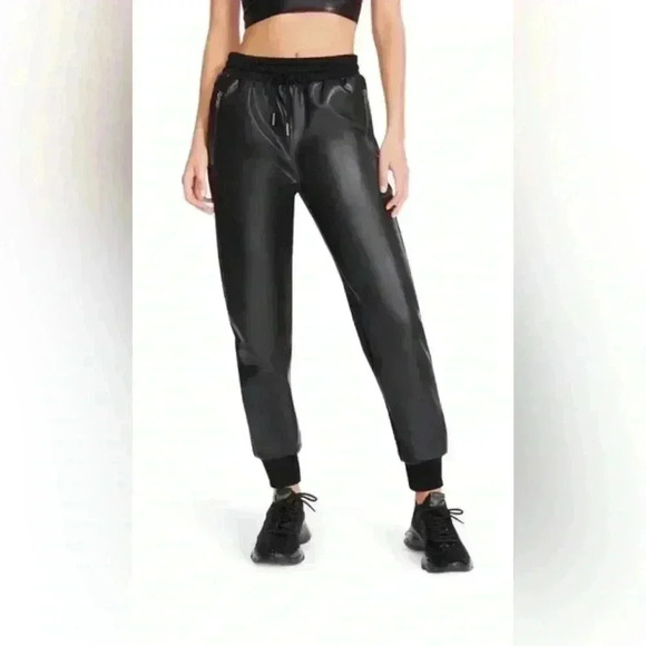 STEVE MADDEN PANTS WOMEN Small BLACK MARIA JOGGER FAUX-LEATHER HIGH-WAIST SKINNY - Picture 1 of 8